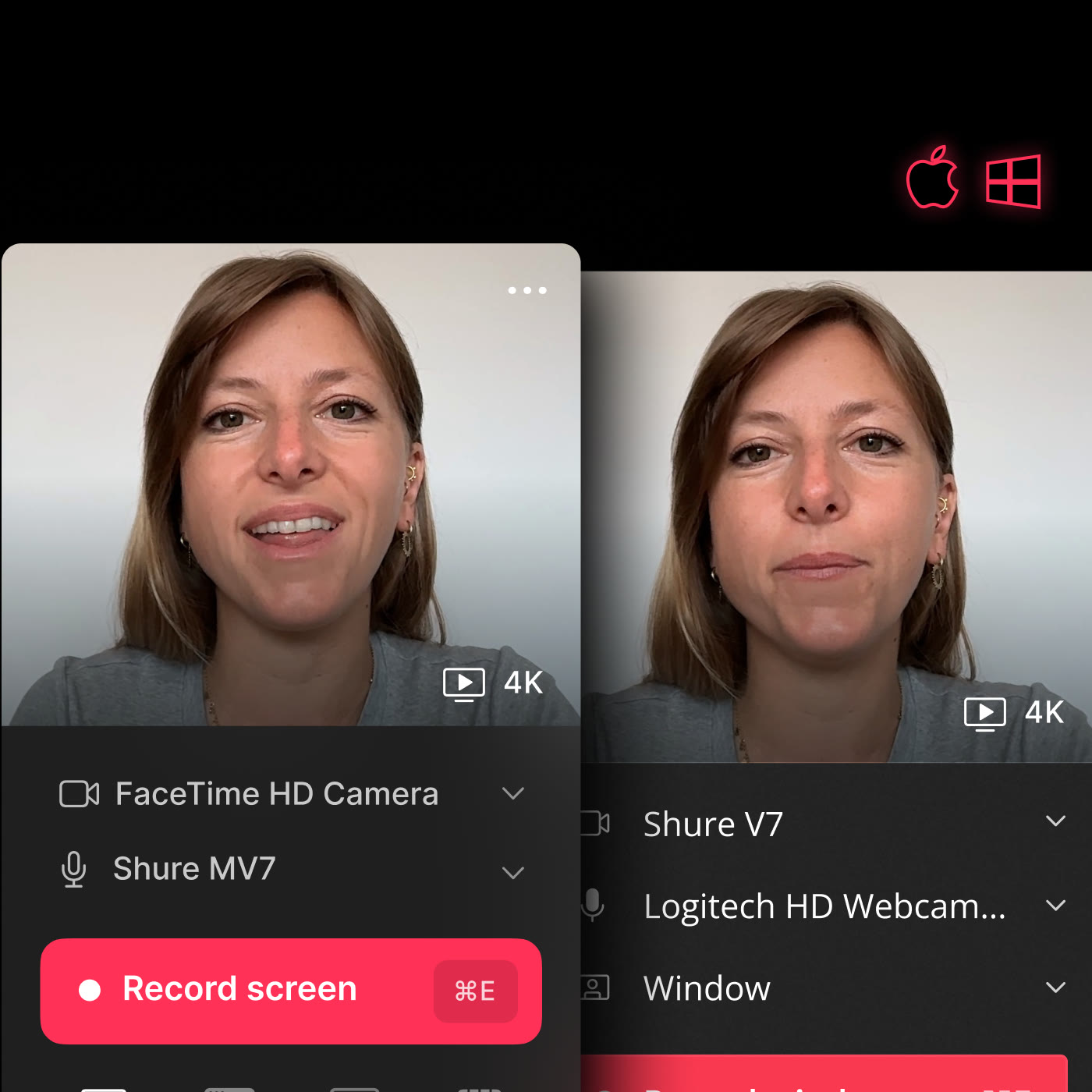 Supercut recorder for Mac and Windows with camera preview