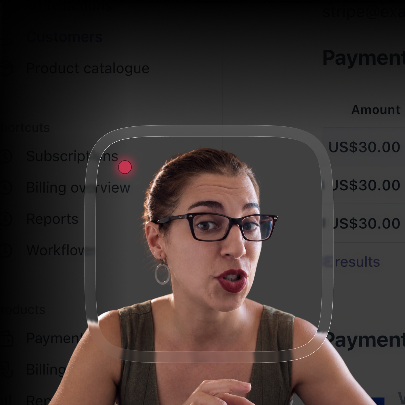 Supercut editor zooming into a payments screen